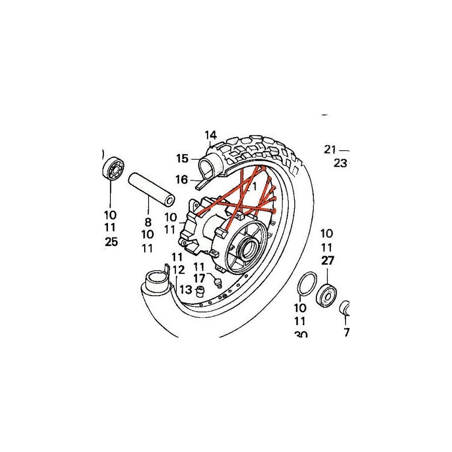 Roue Arriere - Rayon - XL650V - 1997-.... 06420-MAW-760