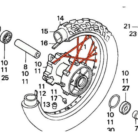 Roue Arriere - Rayon - XL650V - 1997-.... 06420-MAW-760