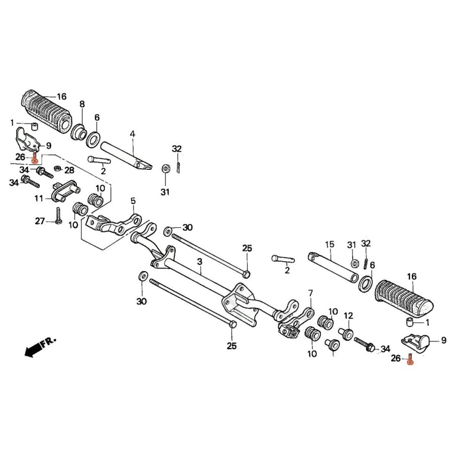 Cale pied - Vis - M6 x16mm - (x1) -  92000-060-161A