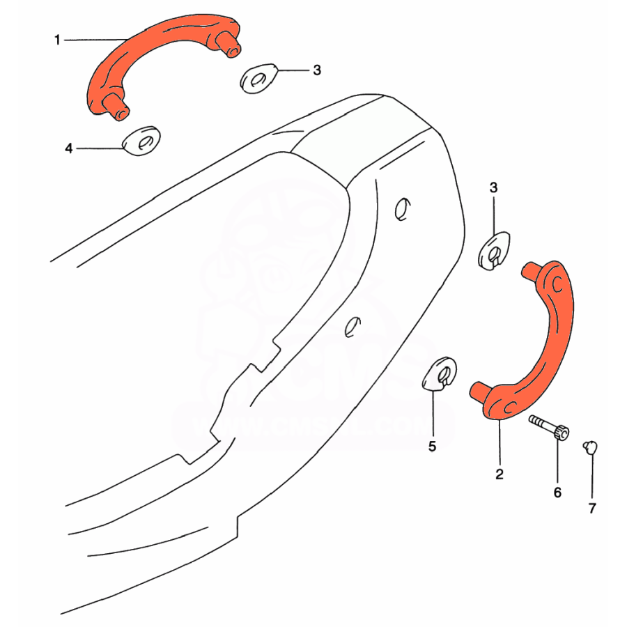 Selle - Poignée de maintien passager - Ensemble - GSF600, GSF1200, ...