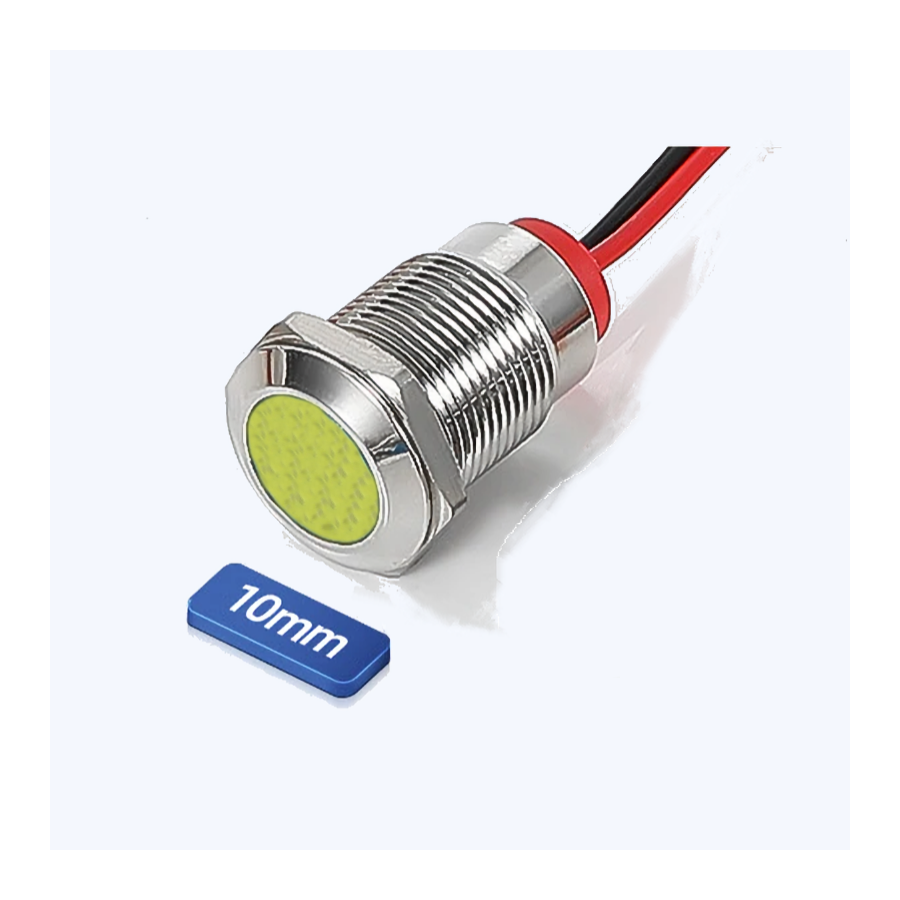 Voyant - Led - 12v - ø 10mm - Jaune - a visser 00007-058-102