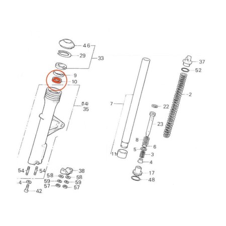 Fourche - Bague de guidage - Fourche - ø39 - (x1) 51414-463-003