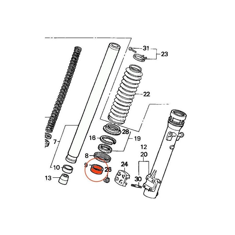 Fourche - Tube - Bague inferieure de glissement (x1) - de guidage -...