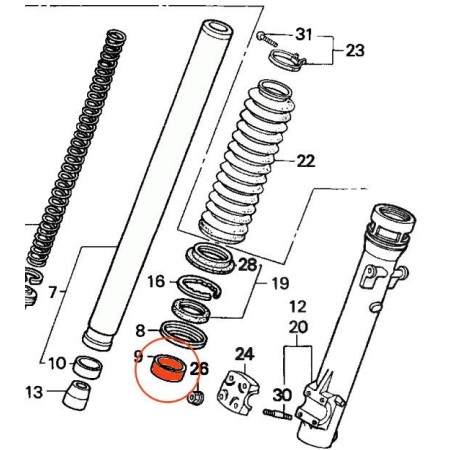 Fourche - Tube - Bague Superieure de glissement (x2) - de guidage -...