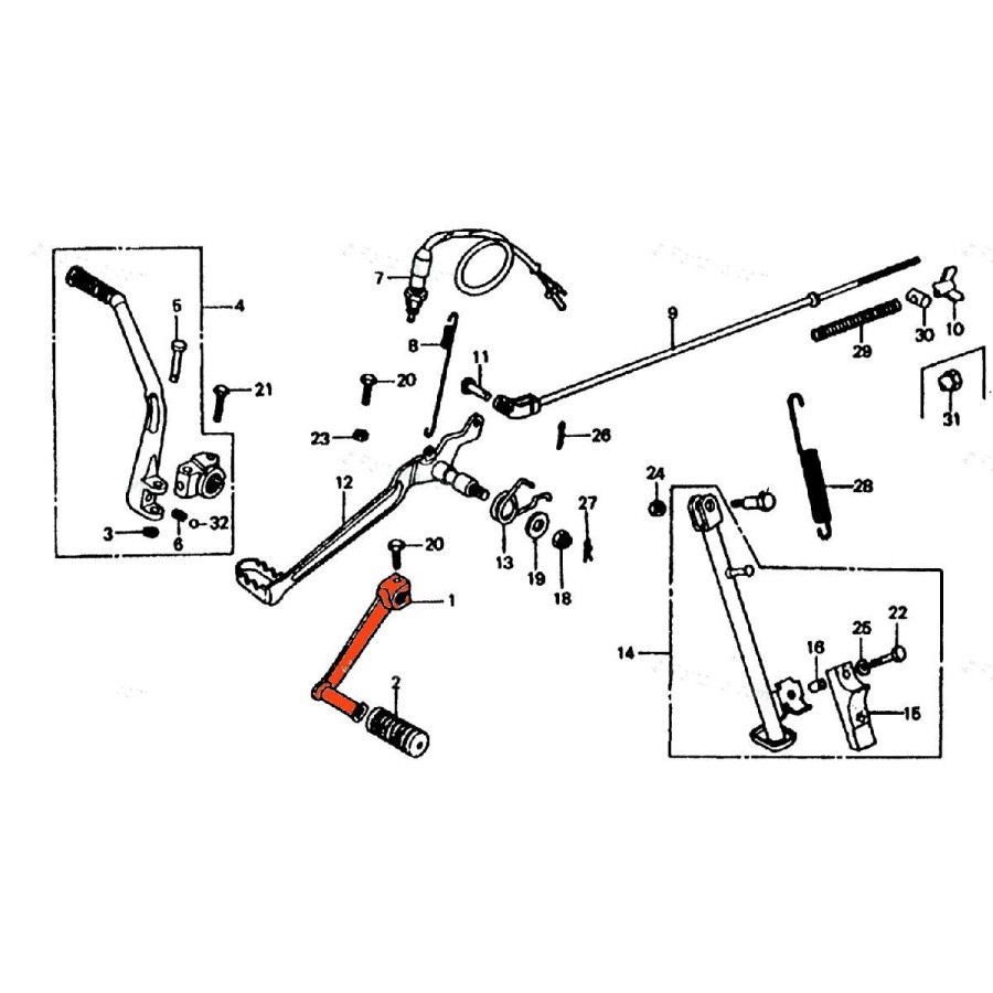 Selecteur de vitesse - XL250 - XL350 - XR500 - XL600 - XR600 24700-...