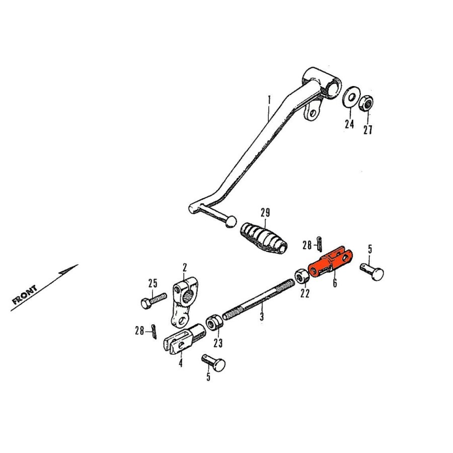 Selecteur de vitesse - Axe de reglage - Arriere - CB250K - CB350K 2...