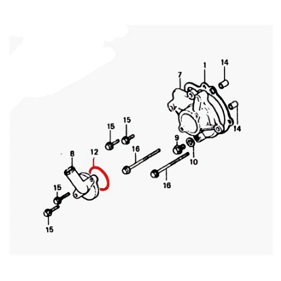 Circuit d'eau - Joint de coude - pompe - 46.00 x2.00 mm - (x1) 9130...