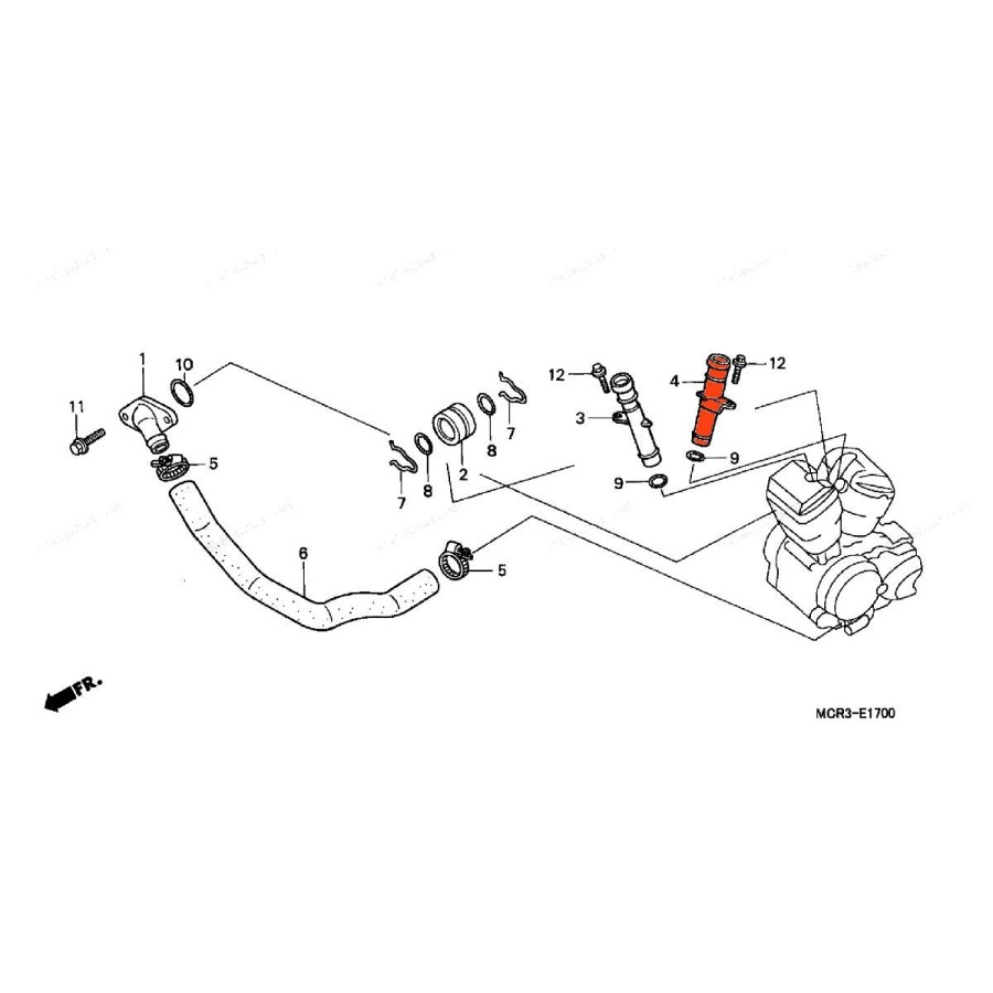 Circuit d'eau - Raccord - Arriere - VT750C (RC44) 19512-MBA-000