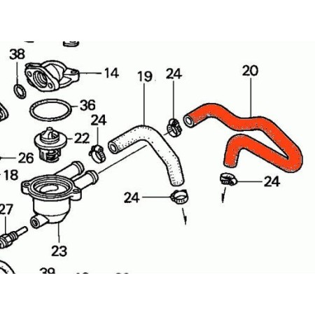 Circuit d'eau - Raccord - Arriere - VT750C (RC44) 19109-MBA-000