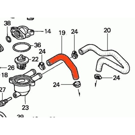 Circuit d'eau - Raccord - Avant - VT750C (RC44) 19108-MBA-000