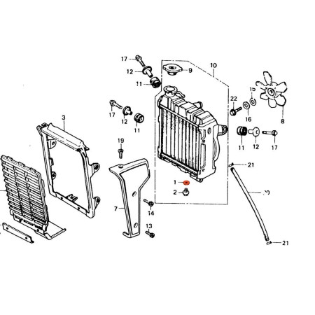 Radiateur - Joint de bouchon vidange - CX500 .... - CX650 ... 19012...