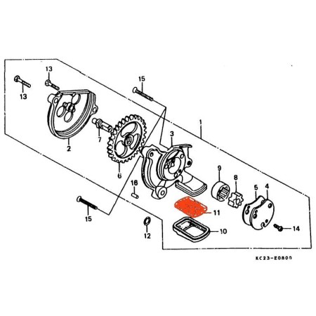 Moteur - Pompe a huile - Crepine - CB125T/TD/C - CM125/185/200/250 ...