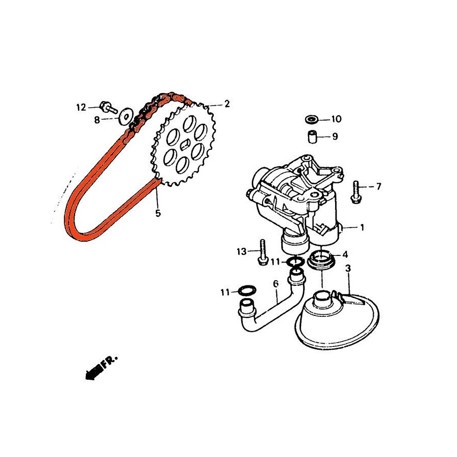 Moteur - Pompe a huile - Chaine - 56 maillons - CBX650 15161-ME5-003