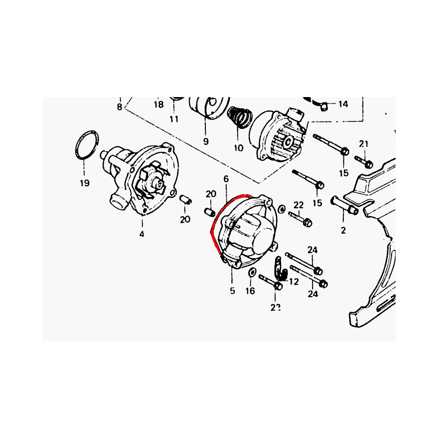 Joint de pompe eau - VF750C - VF750S (RC07) - VF1100 C - VF1100S 19...