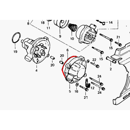 Joint de pompe eau - VF750C - VF750S (RC07) - VF1100 C - VF1100S 19...