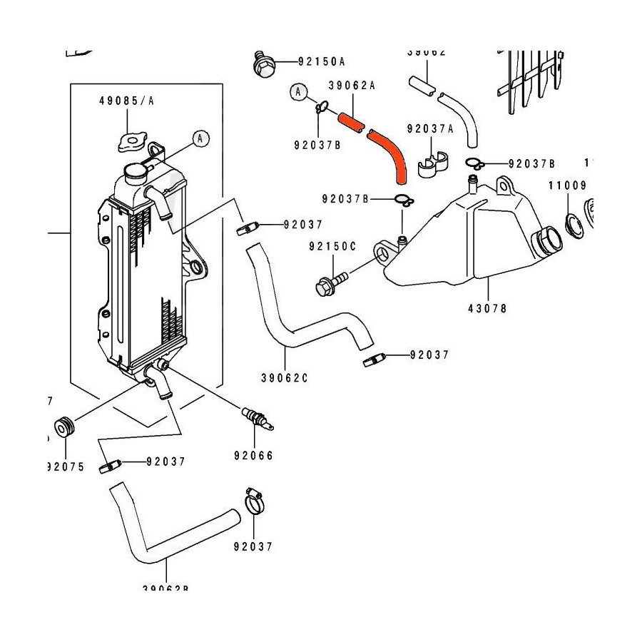 Radiateur - Durite Eau - 39062-1334 80100-621-334