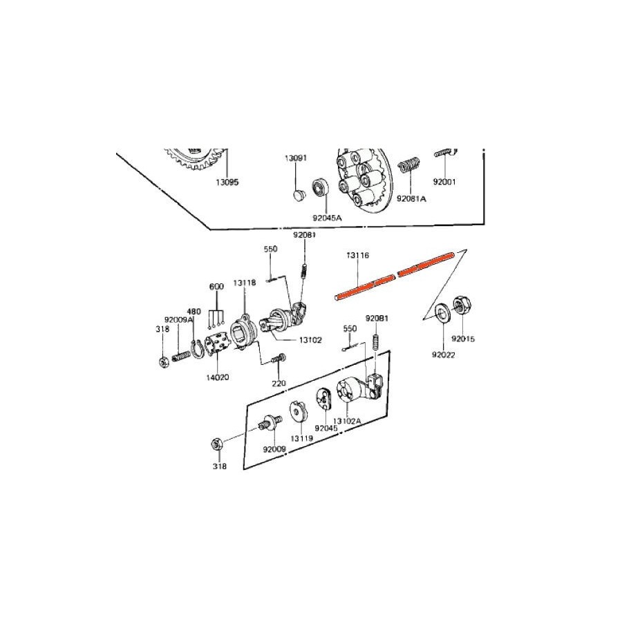 Embrayage - Axe de de renvoi - 13116-1033 - KZ1100 38080-161-033