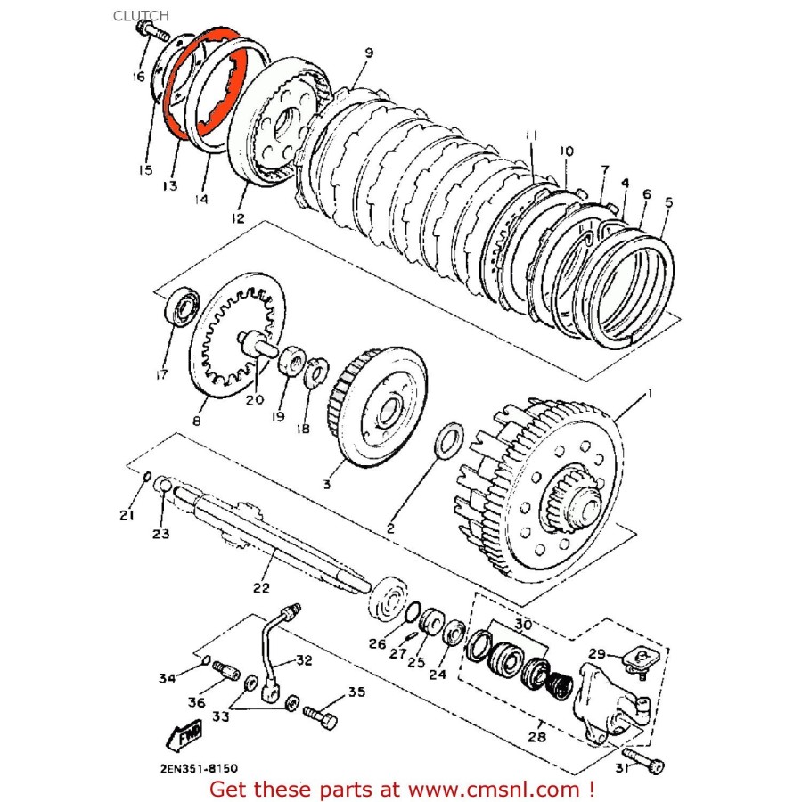 Embrayage - Ressort - 1FK-16334-00 - VMAX1200  22401-YAM-400