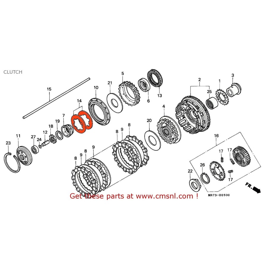 Embrayage - Rondelle ressort - EBC - VFR (Rc30) 22441-MR7-EBC