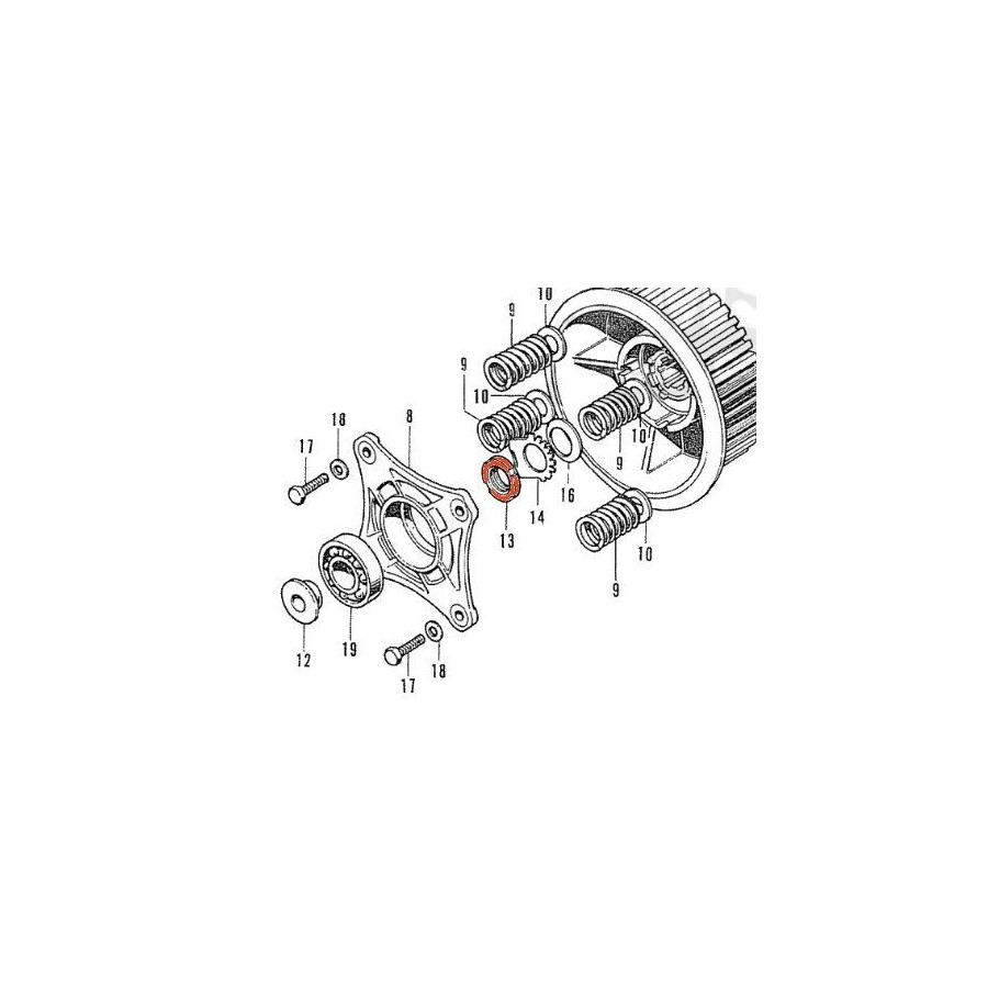 Embrayage - Ecrou a creneau - Cranté - M16 x1.00 90231-KCS-651