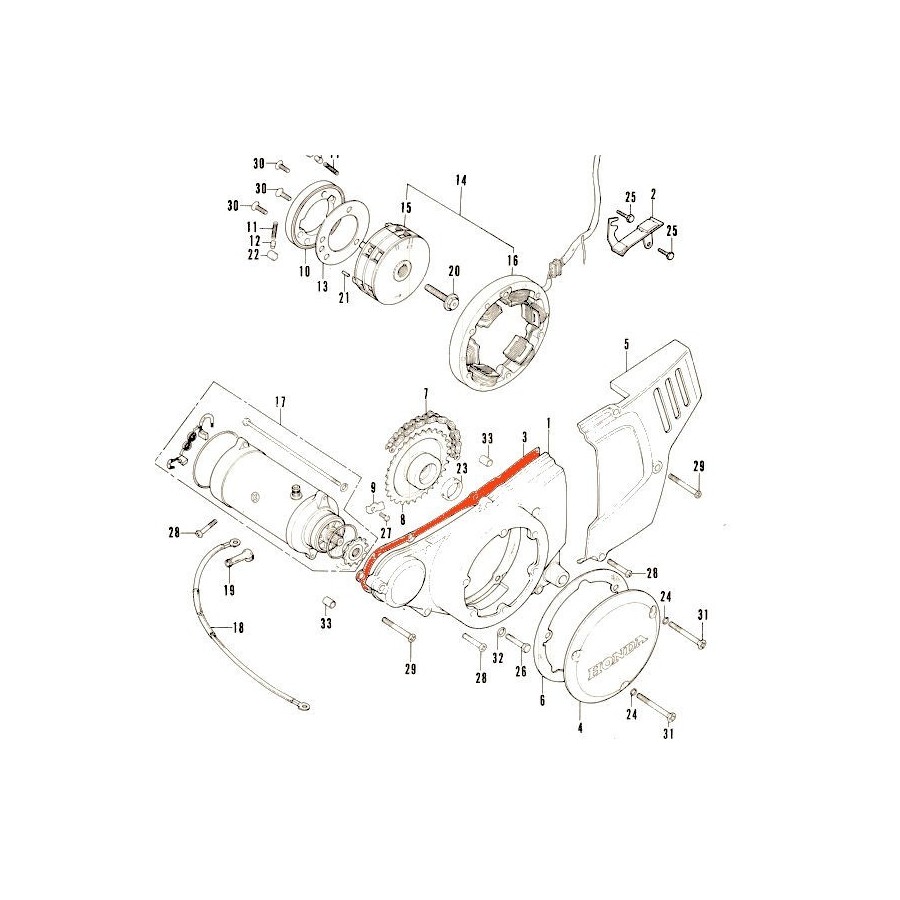 Moteur - Joint de couvercle demarreur - CB200T 11395-302-010