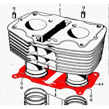 Moteur - Joint d'embase - CB250G - CJ250 - CB250K / CB350K 12191-28...