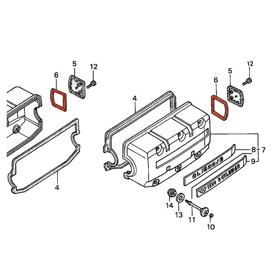 Moteur - Couvercle culasse - joint cache arriere - GL1500 12318-MN5...