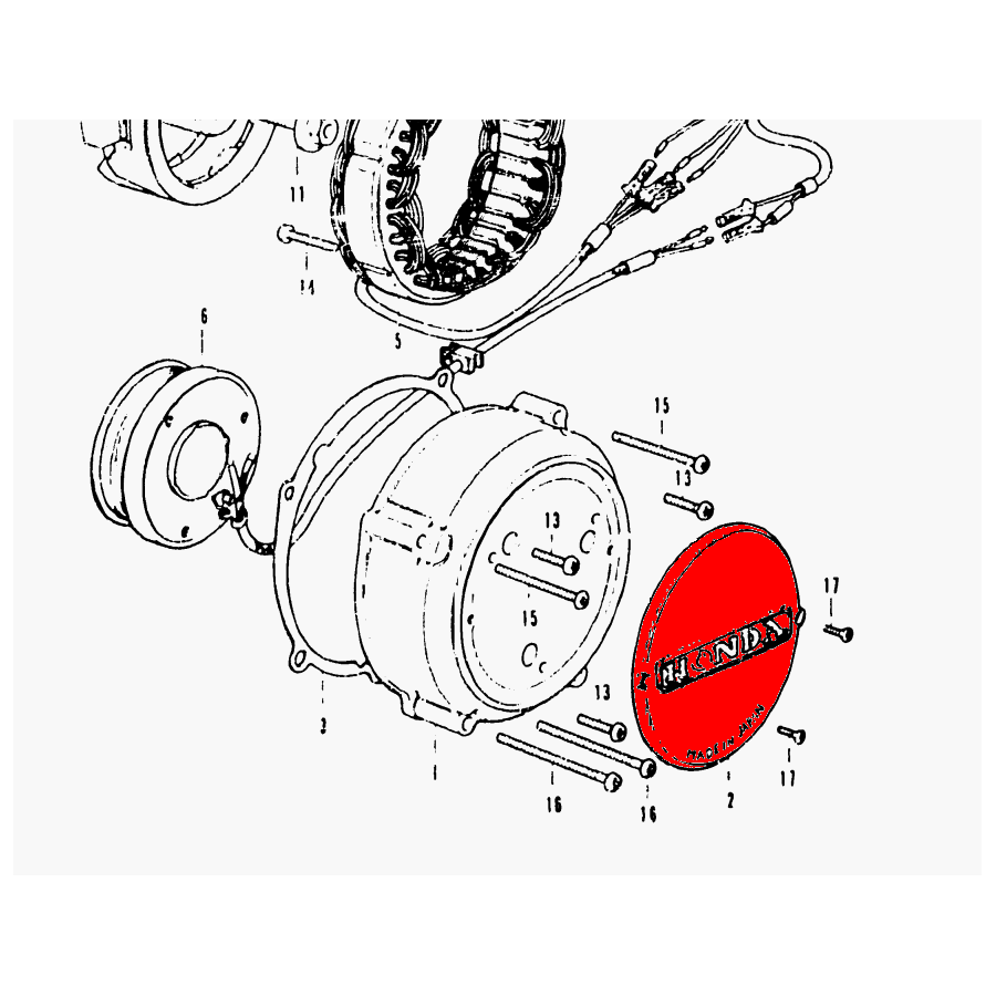 Carter alternateur - Couvercle - CB350F - CB400F 11632-333-010