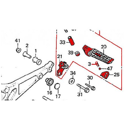 Service Moto Pieces|Cale Pied - Arriere - Complet - CB750F, CB900F, CB1100F|Cale Pied - Selecteur|172,00 €