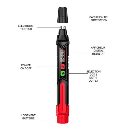 Liquide de Frein - Testeur electronique - Taux d'humidité - DOT3 - ...