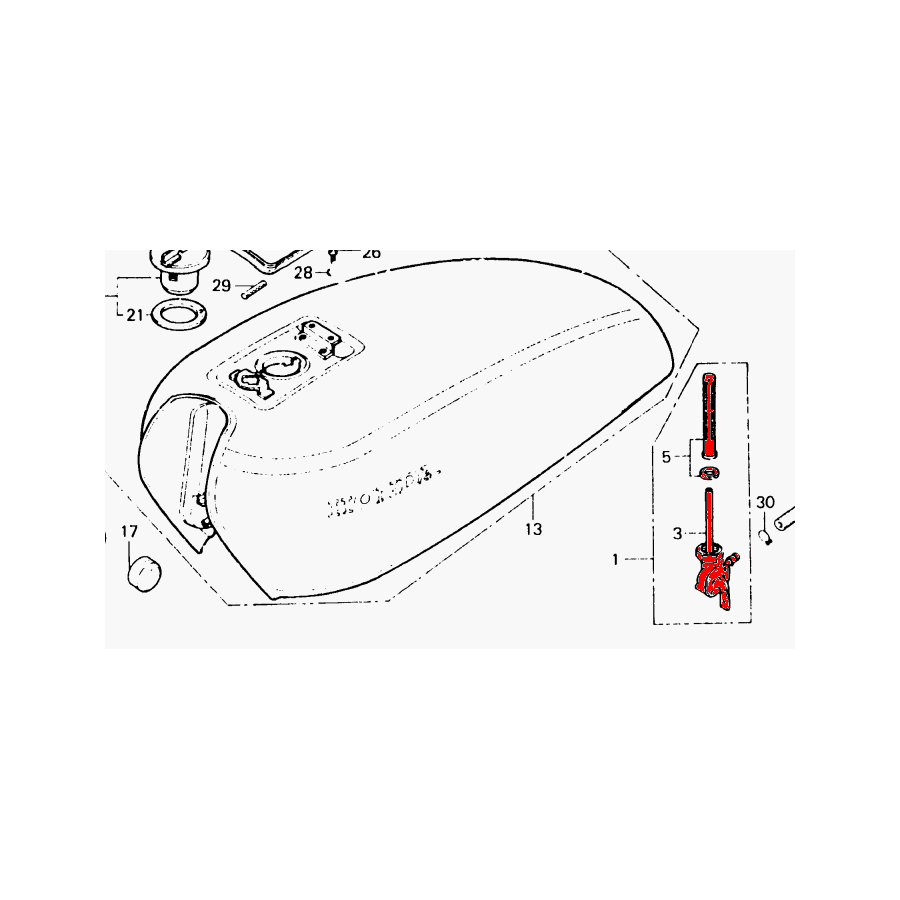 Reservoir - Robinet - Essence - CB125, XL125 - CM200 .... - M14 x1....