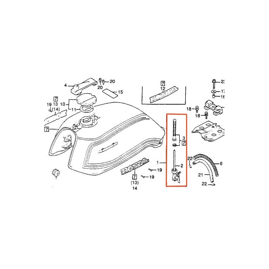 Reservoir - robinet essence - M16 x1.50 - CB250/400N - CX500 - Hond...