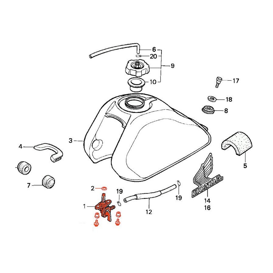 Robinet de Reservoir - Kit de remplacement - Honda CR50, CR80, QR50...