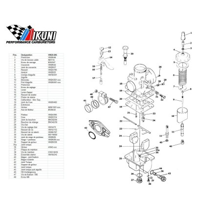 Carburateur - VM26/606 - Liste de pieces VM26/806-Eclaté