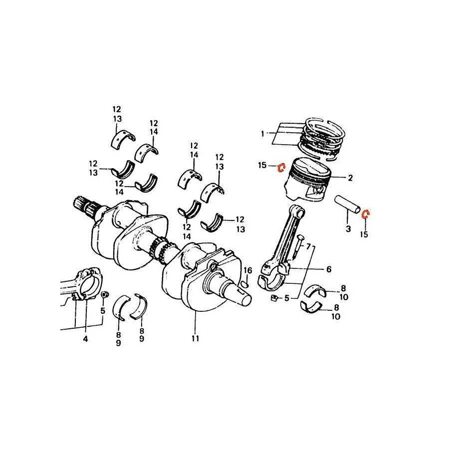 Moteur - Circlips - axe de piston - (x1) - VF1000F/-VF1000R 90601-K...