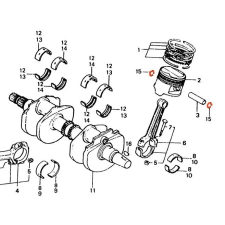 Moteur - Circlips - axe de piston - (x1) - VF1000F/-VF1000R 90601-K...