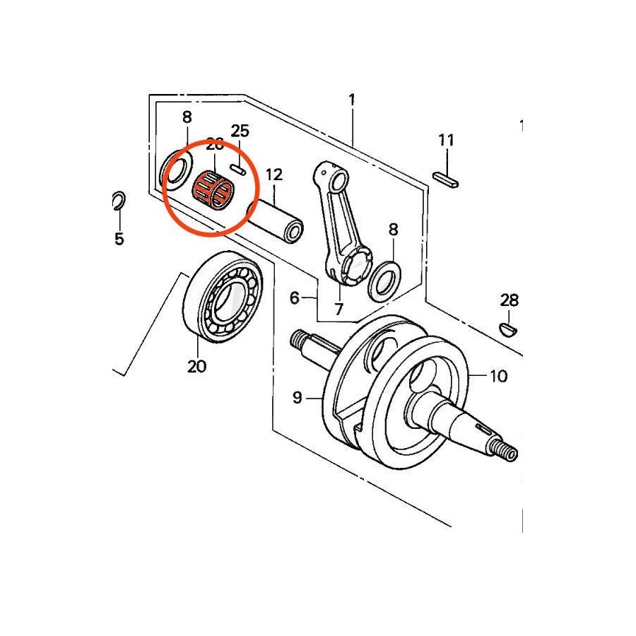 Moteur - Roulement - cage a aiguille - Axe de piston 91101-KR1-761