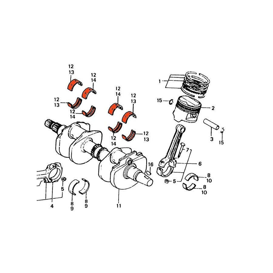 Moteur - Vilebrequin - 1/2 coussinet - A - Brun 13313-MB6-003