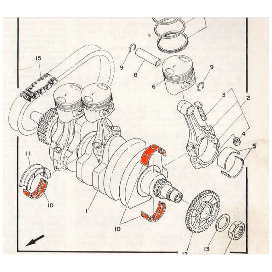 Moteur - Vilebrequin - 1/2 Coussinet - (x1) - Vert 13320-141-630