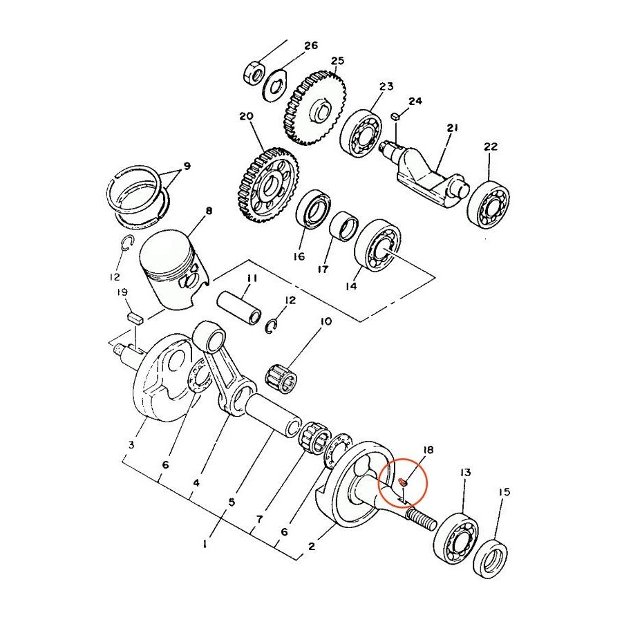 Moteur - Vilebrequin - Clavette - 902-80030-17 13205-003-017