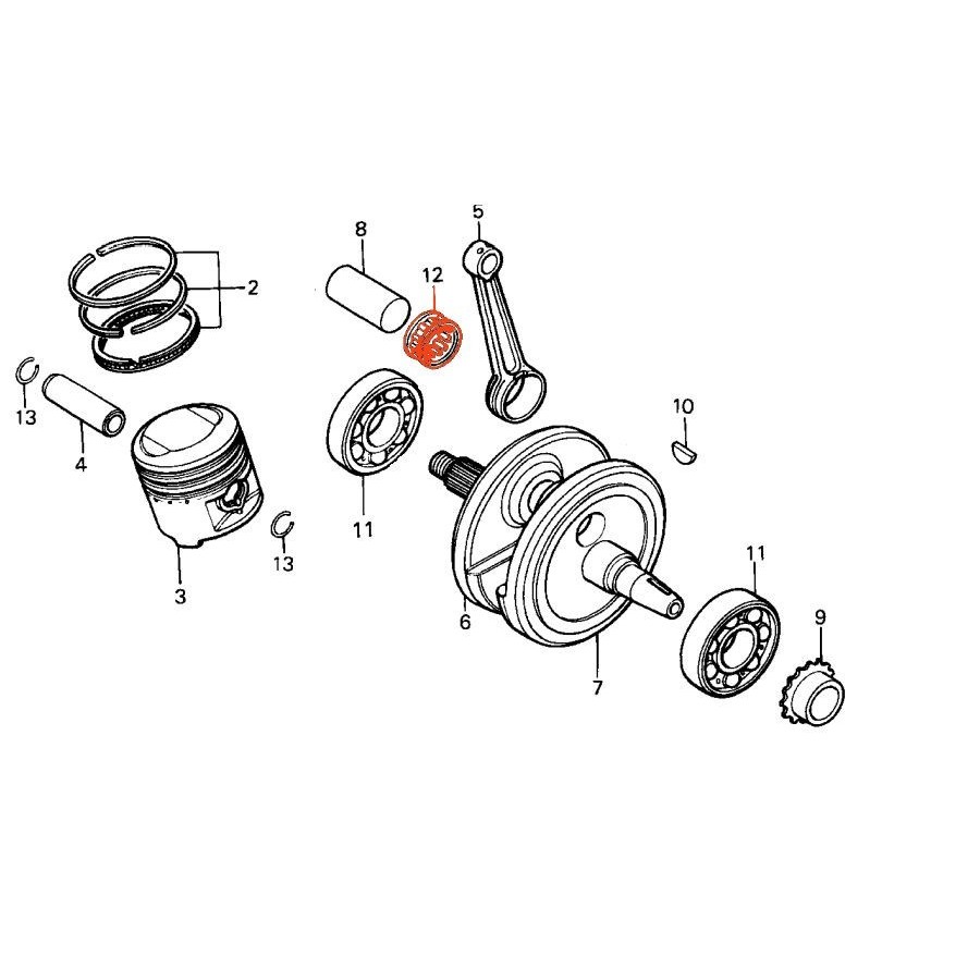 Moteur - Bielle - roulement aiguille - "blanc" - XL125K 91004-383-003