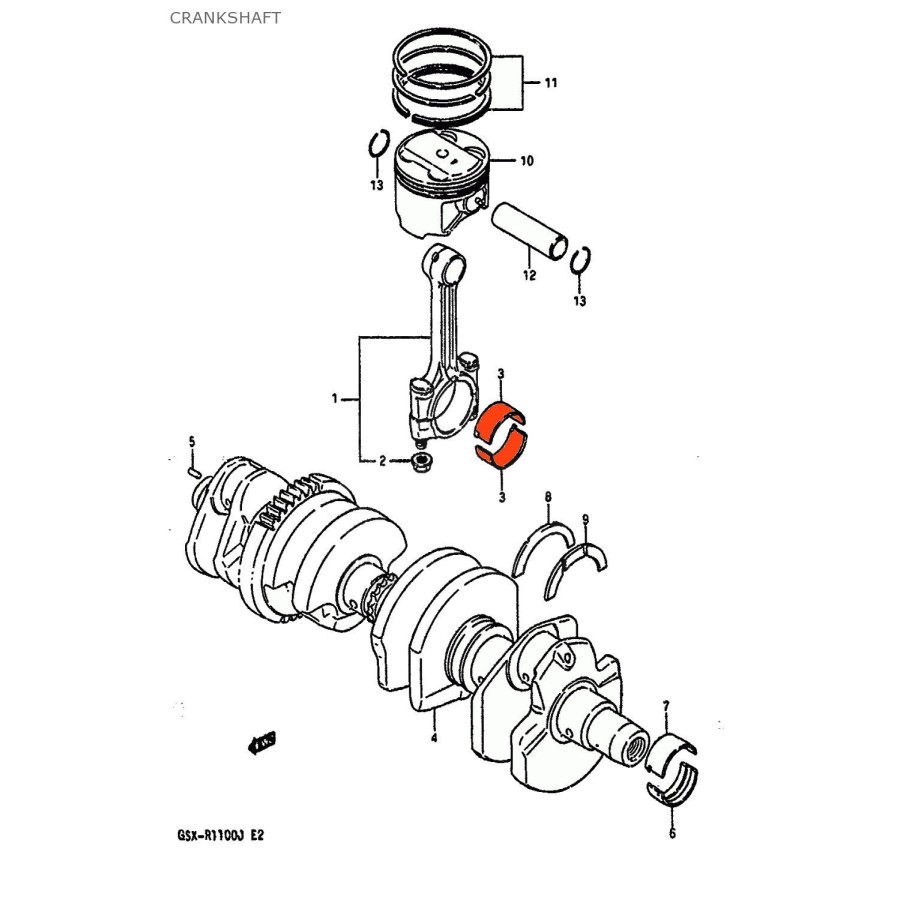 Moteur - Bielle - 1/2 coussinet "B" - (x1) - 121644-8B000-B0 26100-...