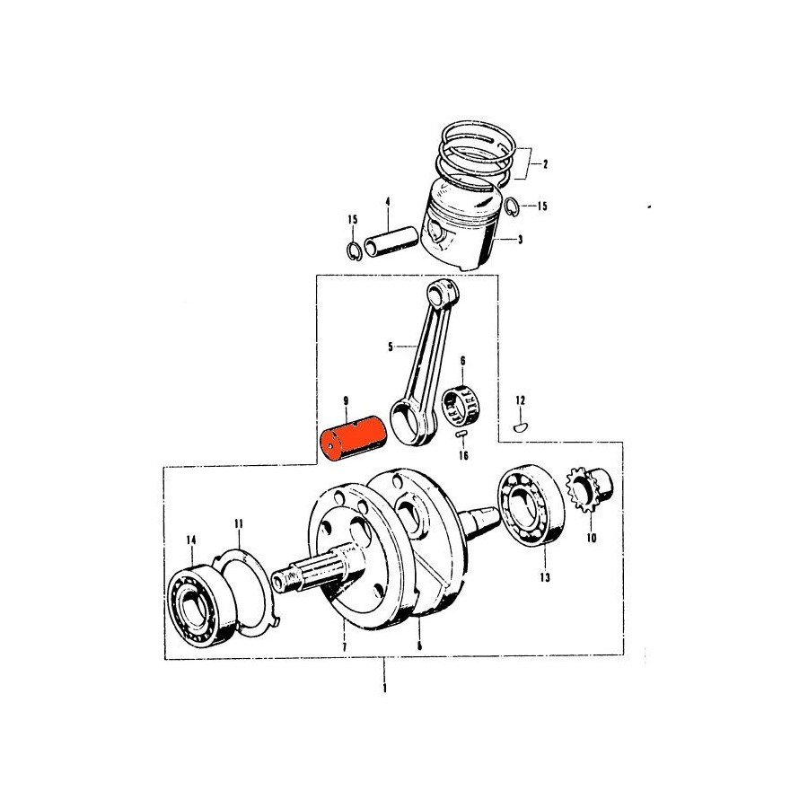 Moteur - axe de Bielle - CB/SL/TL/XL 125  13381-324-000