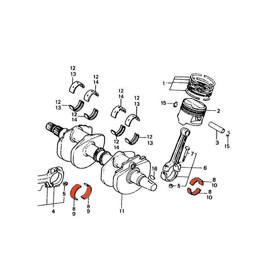 Moteur - bielle - 1/2 coussinet - C - Jaune 13226-MB6-013