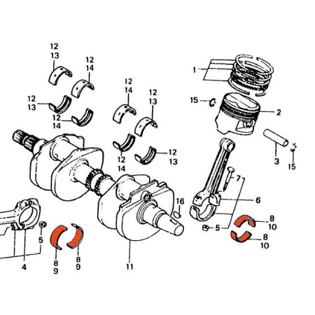 Moteur - bielle - 1/2 coussinet - B - Vert - N'est plus disponible ...