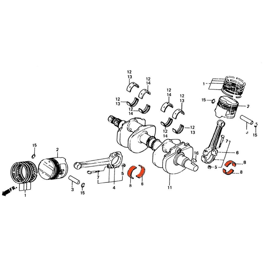 Moteur - bielle - 1/2 coussinet - B - Vert 13225-MB6-003