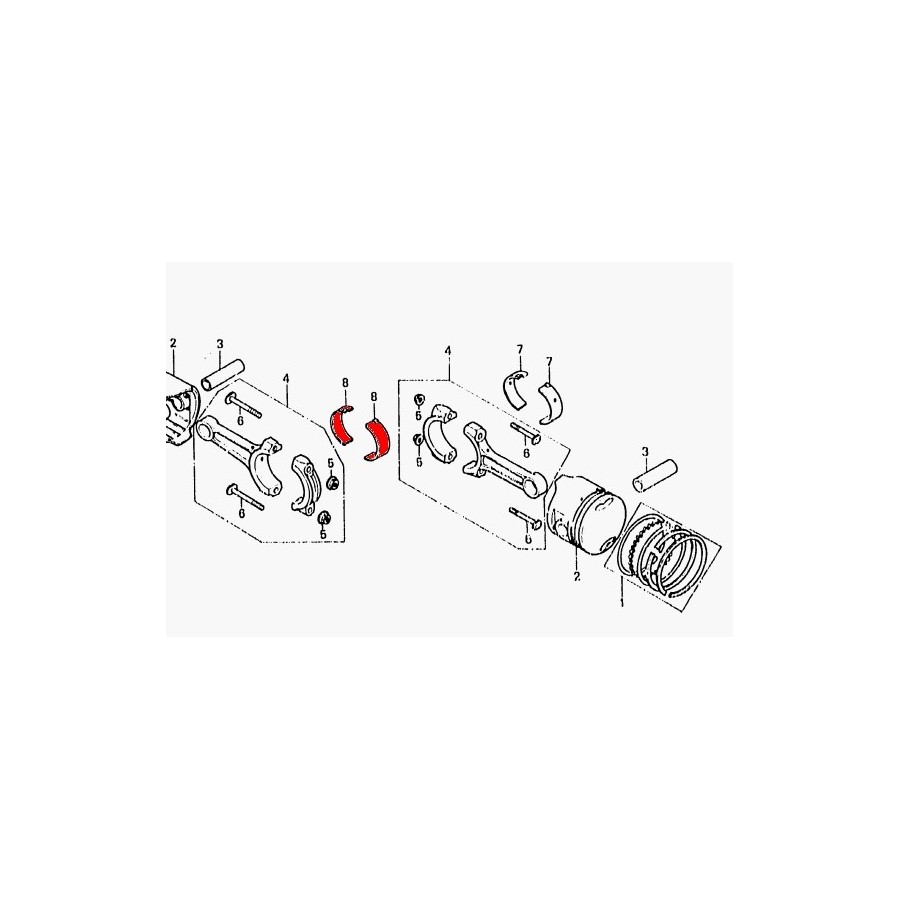 Moteur - 1/2 Coussinet - bielle - D - VERT - GL1100 - GL1200 13224-...