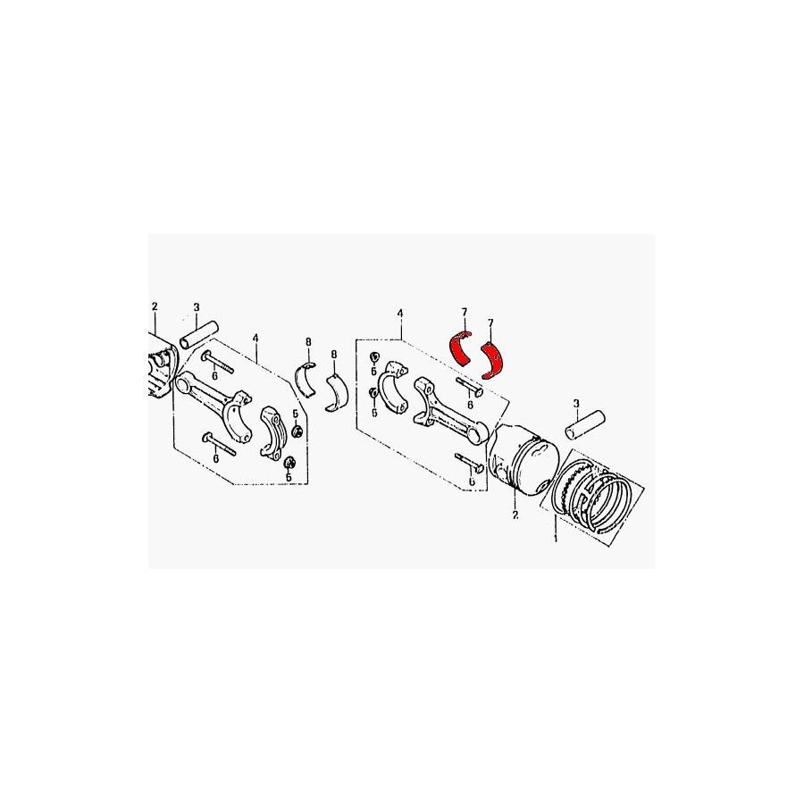 Moteur - 1/2 Coussinet - bielle - C - MARRON (avec trou) - GL1100 -...