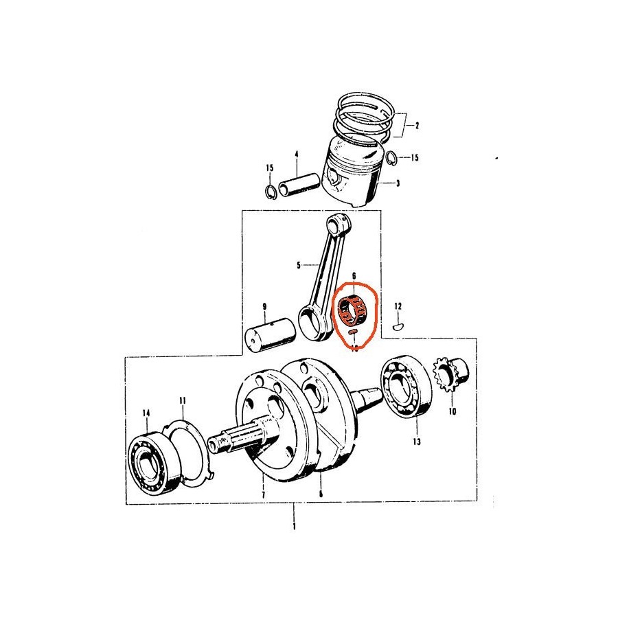 Moteur - cage a aiguille de Bielle - CB/SL/TL/XL 125  13211-324-000