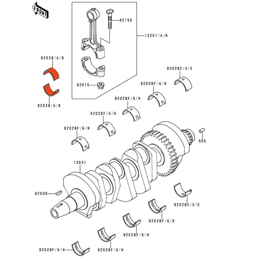 Moteur - Bielle - 1/2 Coussinet - 92028-1493 Noir - "A" 13210-281-493